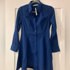 Abercrombie Blue Long Sleeve Crepe Shirt Dress - Size XS P